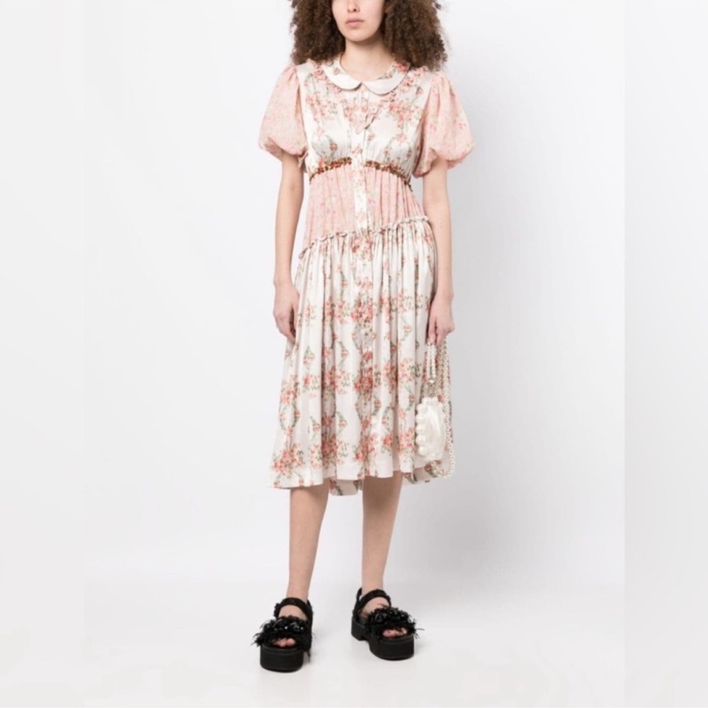 Simone Rocha Asymmetric Ruffle Patchwork Floral M… - image 4